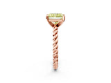 Rose gold Fancy Yellow Radiant  Cut Solitaire Twisted Band with Four-Prong Setting_90
