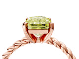 Rose gold Fancy Yellow Radiant  Cut Solitaire Twisted Band with Four-Prong Setting_92
