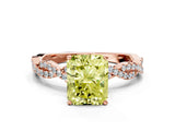 Rose gold Fancy Yellow Radiant Cut Solitaire Twisted Pave Band with Four-Prong Setting_3