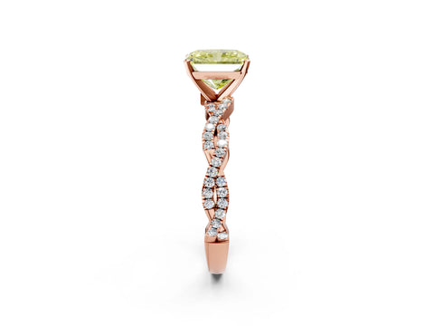 Rose gold Fancy Yellow Radiant Cut Solitaire Twisted Pave Band with Four-Prong Setting_5