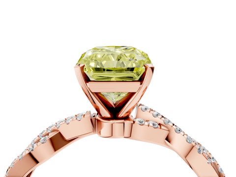 Rose gold Fancy Yellow Radiant Cut Solitaire Twisted Pave Band with Four-Prong Setting_7