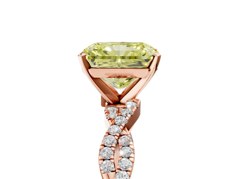Rose gold Fancy Yellow Radiant Cut Solitaire Twisted Pave Band with Four-Prong Setting_8
