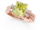 14K Yellow Gold 2.07 Carat Yellow VS1 Radiant Cut Three-Stone Channel Set Ring with Bar Prongs