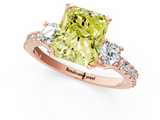 Rose gold Fancy Yellow Radiant  Cut Three-Stone Diamond Pavé Band with Prong Setting_18