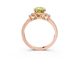 Rose gold Fancy Yellow Radiant  Cut Three-Stone Diamond Pavé Band with Prong Setting_20
