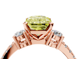 Rose gold Fancy Yellow Radiant  Cut Three-Stone Diamond Pavé Band with Prong Setting_21