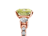 Rose gold Fancy Yellow Radiant  Cut Three-Stone Diamond Pavé Band with Prong Setting_22