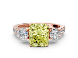 Rose gold Fancy Yellow Radiant  Cut Three-Stone Diamond Pave Band with Prong Setting_37