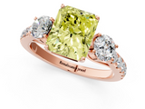 Rose gold Fancy Yellow Radiant  Cut Three-Stone Diamond Pave Band with Prong Setting_38
