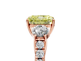 Rose gold Fancy Yellow Radiant  Cut Three-Stone Diamond Pave Band with Prong Setting_42