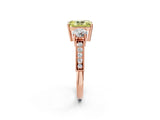 Rose gold Fancy Yellow Radiant Cut Three-Stone Diamond Ring with Pavé Band and Four-Prong Setting_2