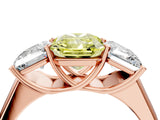 Rose gold Fancy Yellow Radiant Cut Three-Stone Diamond Ring with Prong Setting on a Classic Band_16