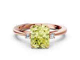 Rose gold Fancy Yellow Radiant  Cut Three-Stone Solitaire Ring with Round Accent Diamonds and Four-Prong Setting_20
