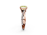 Rose gold Fancy Yellow Radiant  Cut Twist Band Solitaire Diamond Ring with Pavé Setting_5