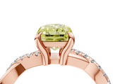 Rose gold Fancy Yellow Radiant  Cut Twist Band Solitaire Diamond Ring with Pavé Setting_7