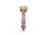 Rose gold Fancy Yellow Radiant  Cut Twisted Pavé Band Solitaire Ring with Four-Prong Setting_57