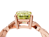 Rose gold Fancy Yellow Radiant  Cut Twisted Pavé Band Solitaire Ring with Four-Prong Setting_59