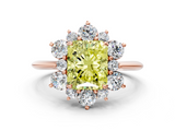 Rose gold Fancy Yellow Radiant  Diamond Cluster Halo Ring with Solitaire Band and Four-Prong Setting_20