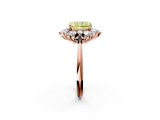 Rose gold Fancy Yellow Radiant  Diamond Cluster Halo Ring with Solitaire Band and Four-Prong Setting_22