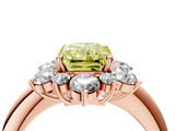 Rose gold Fancy Yellow Radiant  Diamond Cluster Halo Ring with Solitaire Band and Four-Prong Setting_24