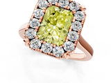 Rose gold Fancy Yellow Radiant  Diamond Cluster Halo Solitaire with Four-Prong Setting_78
