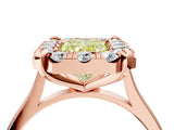 Rose gold Fancy Yellow Radiant  Diamond Cluster Halo Solitaire with Four-Prong Setting_81