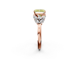 Rose gold Fancy Yellow Radiant  Diamond Cluster Leaf Design Ring with Prong Setting_55