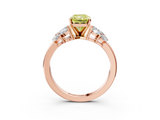 Rose gold Fancy Yellow Radiant  Diamond Cluster Leaf Design Ring with Prong Setting_56
