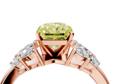 Rose gold Fancy Yellow Radiant  Diamond Cluster Leaf Design Ring with Prong Setting_57