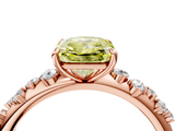 Rose gold Fancy Yellow Radiant  Diamond Cluster Prong-Set Solitaire Ring_62