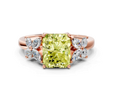 Rose gold Fancy Yellow Radiant  Diamond Floral Cluster Ring with Solitaire Band and Prong Setting_63