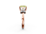 Rose gold Fancy Yellow Radiant  Diamond Floral Cluster Ring with Solitaire Band and Prong Setting_65