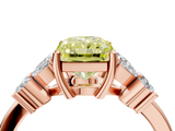 Rose gold Fancy Yellow Radiant  Diamond Floral Cluster Ring with Solitaire Band and Prong Setting_67