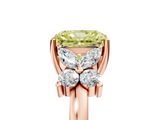 Rose gold Fancy Yellow Radiant  Diamond Floral Cluster Ring with Solitaire Band and Prong Setting_68