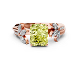 Rose gold Fancy Yellow Radiant  Diamond Floral Vine Solitaire Engagement Ring_3