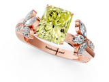 Rose gold Fancy Yellow Radiant  Diamond Floral Vine Solitaire Engagement Ring_4