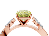 Rose gold Fancy Yellow Radiant  Diamond Floral Vine Solitaire Engagement Ring_7