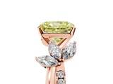 Rose gold Fancy Yellow Radiant  Diamond Floral Vine Solitaire Engagement Ring_8