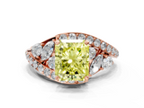 Rose gold Fancy Yellow Radiant  Diamond Halo Ring with Marquise and Pavé Band in Prong Setting_56