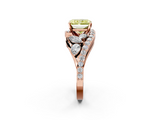Rose gold Fancy Yellow Radiant  Diamond Halo Ring with Marquise and Pavé Band in Prong Setting_58