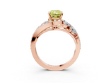 Rose gold Fancy Yellow Radiant  Diamond Halo Ring with Marquise and Pavé Band in Prong Setting_59