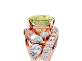 Rose gold Fancy Yellow Radiant  Diamond Halo Ring with Marquise and Pavé Band in Prong Setting_61