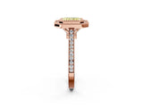 Rose gold Fancy Yellow Radiant  Diamond Halo Ring with Milgrain Frame and Pavé Band 2