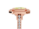 Rose gold Fancy Yellow Radiant  Diamond Halo Ring with Milgrain Frame and Pavé Band 5