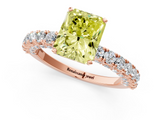 Rose gold Fancy Yellow Radiant  Diamond Pavé Band Solitaire Ring with Four-Prong Setting_46