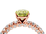 Rose gold Fancy Yellow Radiant  Diamond Pavé Band Solitaire Ring with Four-Prong Setting_49