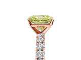 Rose gold Fancy Yellow Radiant  Diamond Pavé Band Solitaire Ring with Four-Prong Setting_50