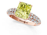 Rose gold Fancy Yellow Radiant  Diamond Pavé Band Solitaire Ring with Four-Prong Setting_86