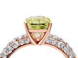 Rose gold Fancy Yellow Radiant  Diamond Pavé Band Solitaire Ring with Four-Prong Setting_89