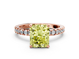 Rose gold Fancy Yellow Radiant  Diamond Pavé Band Solitaire with Four-Prong Setting_201